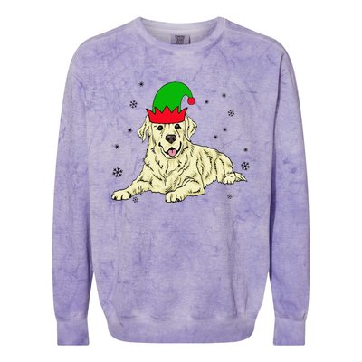 Cream Golden Retriever Elf Dog Merry Xmas Christmas Colorblast Crewneck Sweatshirt