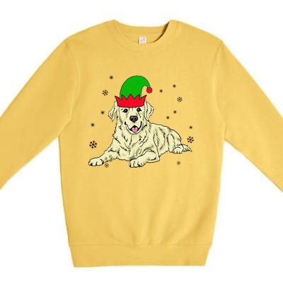 Cream Golden Retriever Elf Dog Merry Xmas Christmas Premium Crewneck Sweatshirt