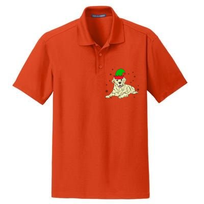 Cream Golden Retriever Elf Dog Merry Xmas Christmas Dry Zone Grid Polo