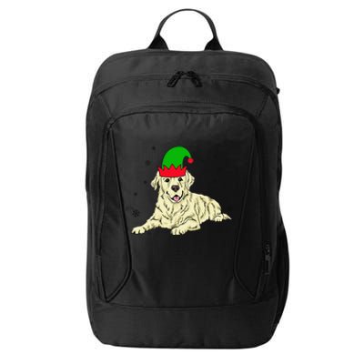 Cream Golden Retriever Elf Dog Merry Xmas Christmas City Backpack