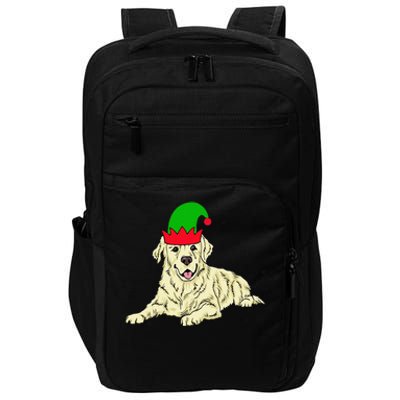 Cream Golden Retriever Elf Dog Merry Xmas Christmas Impact Tech Backpack