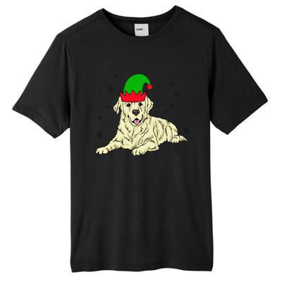 Cream Golden Retriever Elf Dog Merry Xmas Christmas Tall Fusion ChromaSoft Performance T-Shirt