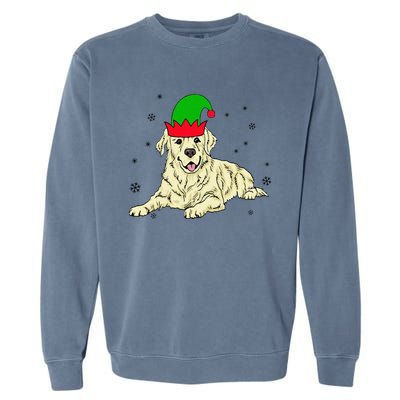 Cream Golden Retriever Elf Dog Merry Xmas Christmas Garment-Dyed Sweatshirt