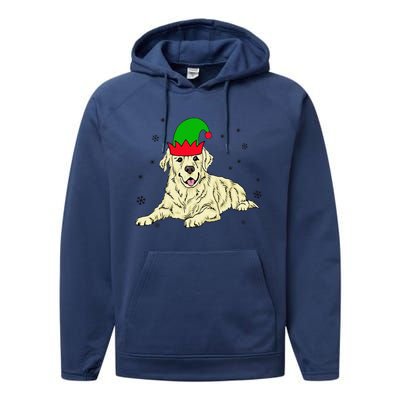 Cream Golden Retriever Elf Dog Merry Xmas Christmas Performance Fleece Hoodie