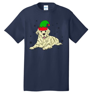 Cream Golden Retriever Elf Dog Merry Xmas Christmas Tall T-Shirt