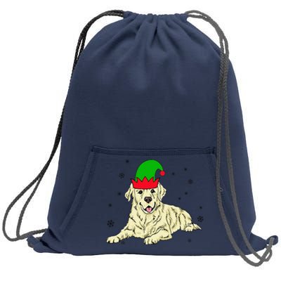 Cream Golden Retriever Elf Dog Merry Xmas Christmas Sweatshirt Cinch Pack Bag