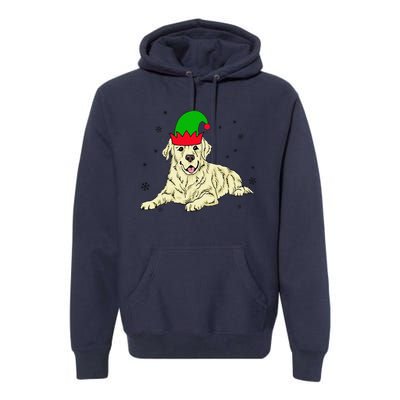 Cream Golden Retriever Elf Dog Merry Xmas Christmas Premium Hoodie