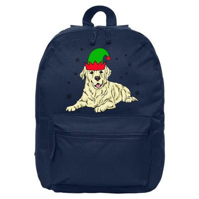 Cream Golden Retriever Elf Dog Merry Xmas Christmas 16 in Basic Backpack