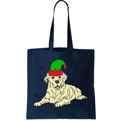 Cream Golden Retriever Elf Dog Merry Xmas Christmas Tote Bag