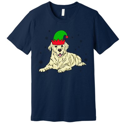 Cream Golden Retriever Elf Dog Merry Xmas Christmas Premium T-Shirt