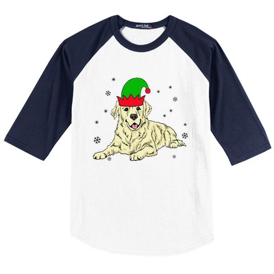 Cream Golden Retriever Elf Dog Merry Xmas Christmas Baseball Sleeve Shirt