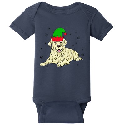 Cream Golden Retriever Elf Dog Merry Xmas Christmas Baby Bodysuit