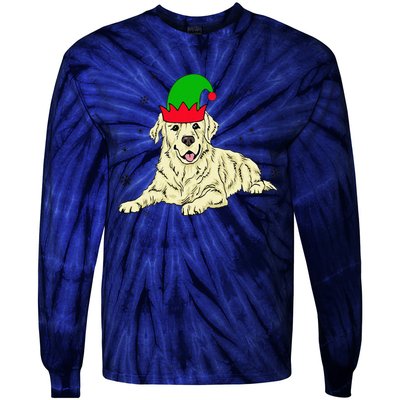 Cream Golden Retriever Elf Dog Merry Xmas Christmas Tie-Dye Long Sleeve Shirt