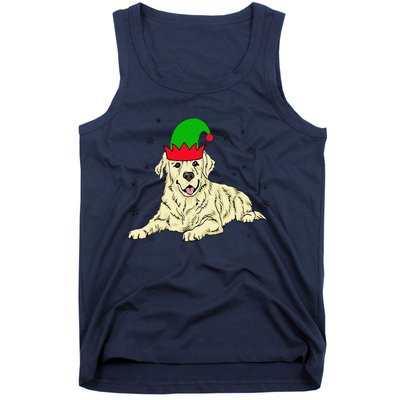 Cream Golden Retriever Elf Dog Merry Xmas Christmas Tank Top