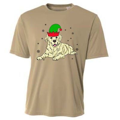 Cream Golden Retriever Elf Dog Merry Xmas Christmas Cooling Performance Crew T-Shirt