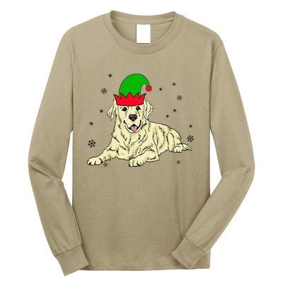 Cream Golden Retriever Elf Dog Merry Xmas Christmas Long Sleeve Shirt