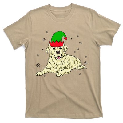 Cream Golden Retriever Elf Dog Merry Xmas Christmas T-Shirt