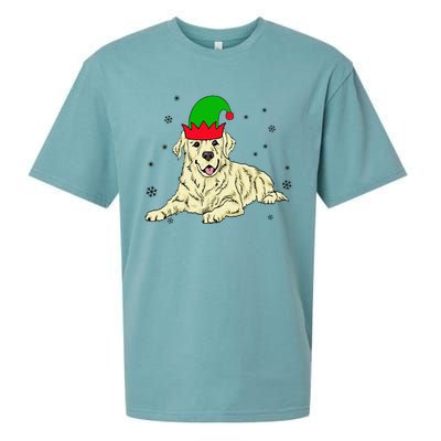 Cream Golden Retriever Elf Dog Merry Xmas Christmas Sueded Cloud Jersey T-Shirt