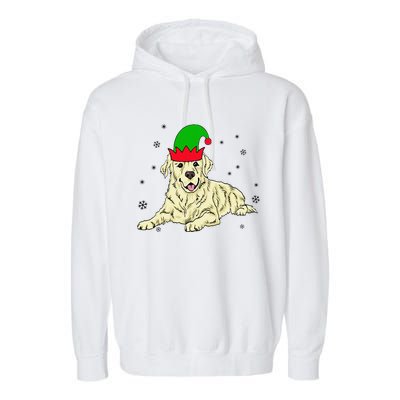 Cream Golden Retriever Elf Dog Merry Xmas Christmas Garment-Dyed Fleece Hoodie