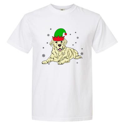 Cream Golden Retriever Elf Dog Merry Xmas Christmas Garment-Dyed Heavyweight T-Shirt