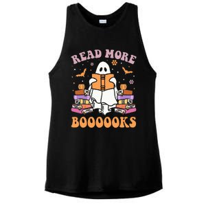 Cute Ghost Read More Books Funny Halloween Teacher Ladies PosiCharge Tri-Blend Wicking Tank