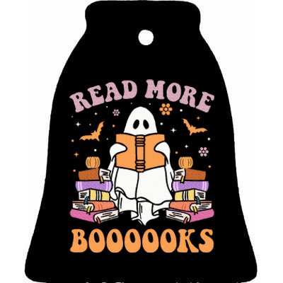 Cute Ghost Read More Books Funny Halloween Teacher Ceramic Bell Ornament