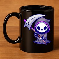 Cute Grim Reaper 11oz C Handle Ceramic Mug