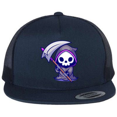 Cute Grim Reaper Flat Bill Trucker Hat