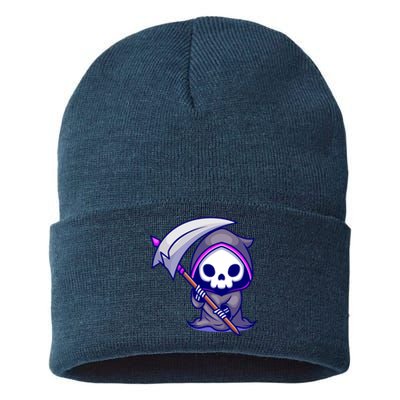 Cute Grim Reaper Sustainable Knit Beanie