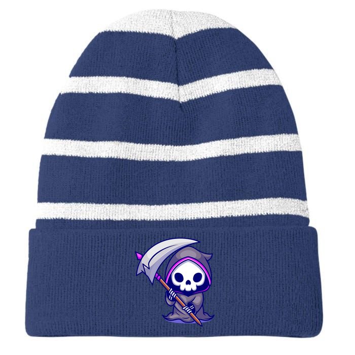 Cute Grim Reaper Striped Beanie with Solid Band