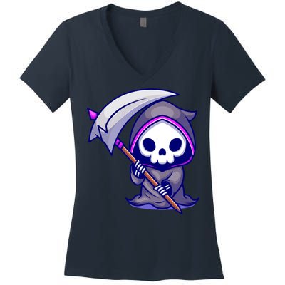 Cute Grim Reaper Women's V-Neck T-Shirt