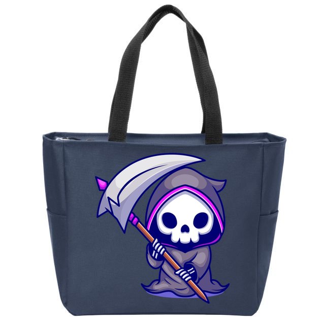 Cute Grim Reaper Zip Tote Bag