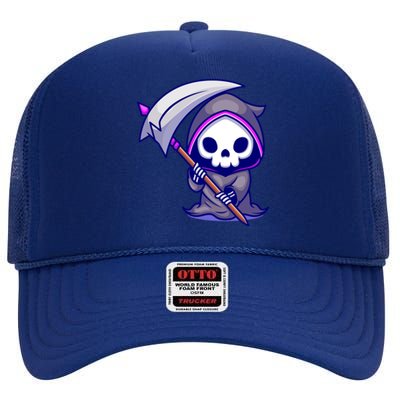 Cute Grim Reaper High Crown Mesh Back Trucker Hat