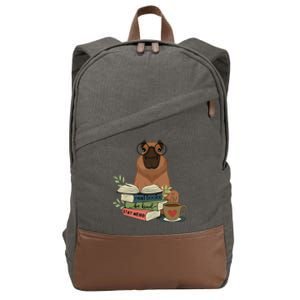 Capybara Glasses Reading Books Capybara Nerd Bookworm Cotton Canvas Backpack