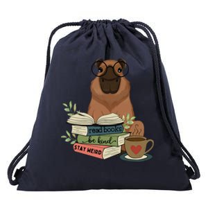 Capybara Glasses Reading Books Capybara Nerd Bookworm Drawstring Bag