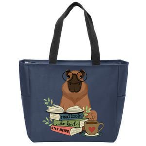 Capybara Glasses Reading Books Capybara Nerd Bookworm Zip Tote Bag