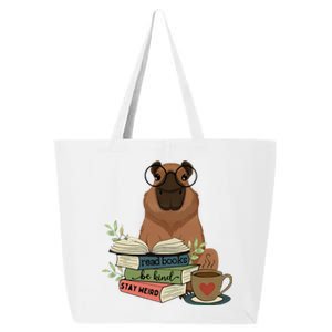 Capybara Glasses Reading Books Capybara Nerd Bookworm 25L Jumbo Tote