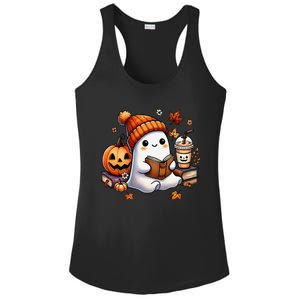 Cute Ghost Reading Book Lovers Halloween Ghost Coffee Women Gift Ladies PosiCharge Competitor Racerback Tank