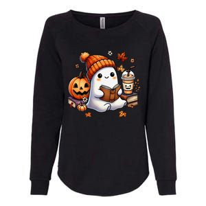 Cute Ghost Reading Book Lovers Halloween Ghost Coffee Women Gift Womens California Wash Sweatshirt