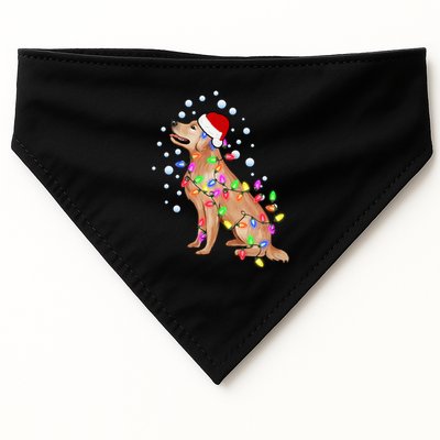 Cute Golden Retriever Christmas Light Santa Dog Puppy Lover Cute Gift USA-Made Doggie Bandana