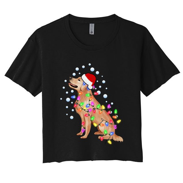 Cute Golden Retriever Christmas Light Santa Dog Puppy Lover Cute Gift Crop Top