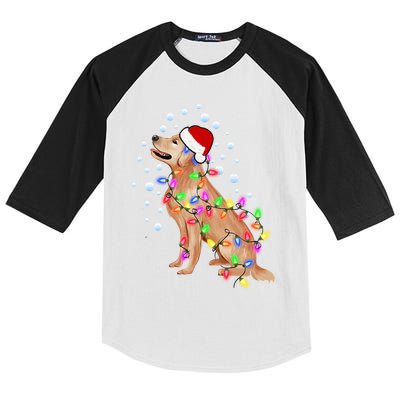 Cute Golden Retriever Christmas Light Santa Dog Puppy Lover Cute Gift Kids Colorblock Raglan Jersey