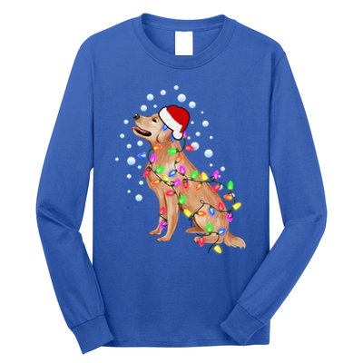 Cute Golden Retriever Christmas Light Santa Dog Puppy Lover Cute Gift Long Sleeve Shirt