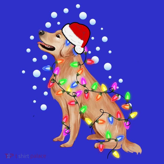 Cute Golden Retriever Christmas Light Santa Dog Puppy Lover Cute Gift Premium T-Shirt