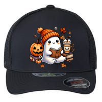 Cute Ghost Reading Book Lovers Halloween Ghost Coffee Women Flexfit Unipanel Trucker Cap