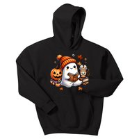 Cute Ghost Reading Book Lovers Halloween Ghost Coffee Women Kids Hoodie