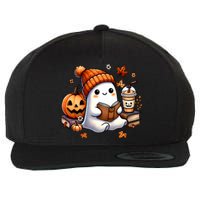 Cute Ghost Reading Book Lovers Halloween Ghost Coffee Women Wool Snapback Cap