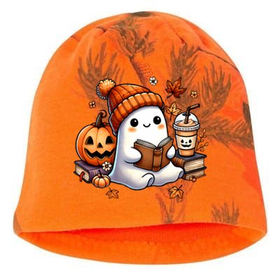 Cute Ghost Reading Book Lovers Halloween Ghost Coffee Women Kati - Camo Knit Beanie