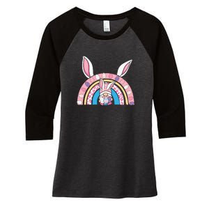 Cute Gnome Rainbow Bunny Ears Easter Day Gift Women's Tri-Blend 3/4-Sleeve Raglan Shirt