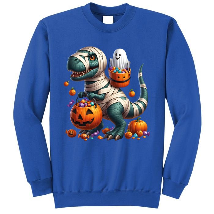 Cut Ghost Riding Mummy Dinosaur T Rex Halloween Fun Gift Sweatshirt